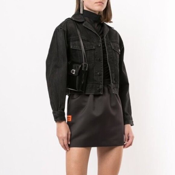 Alexander Wang Black Denim Cropped Jacket - Picture 1 of 12